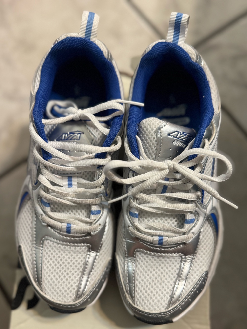 Avia White, Blue & Silver Mesh Running Shoes